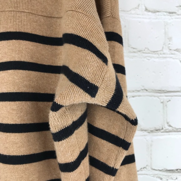 Loft Striped Tan Sweater Asymmetrical Split Back - Picture 7 of 7